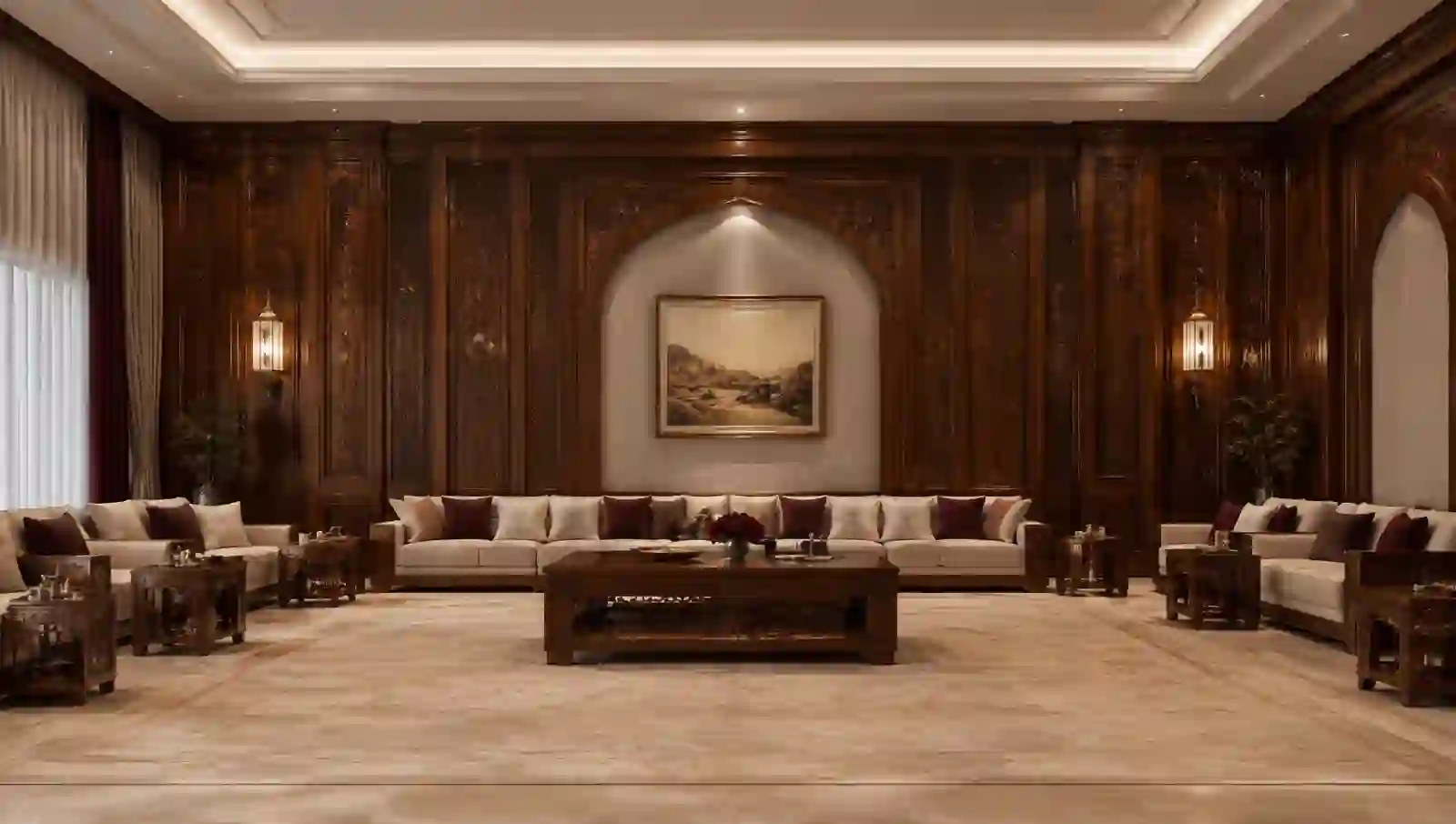 مجلس فاخر بتكسيات خشبية